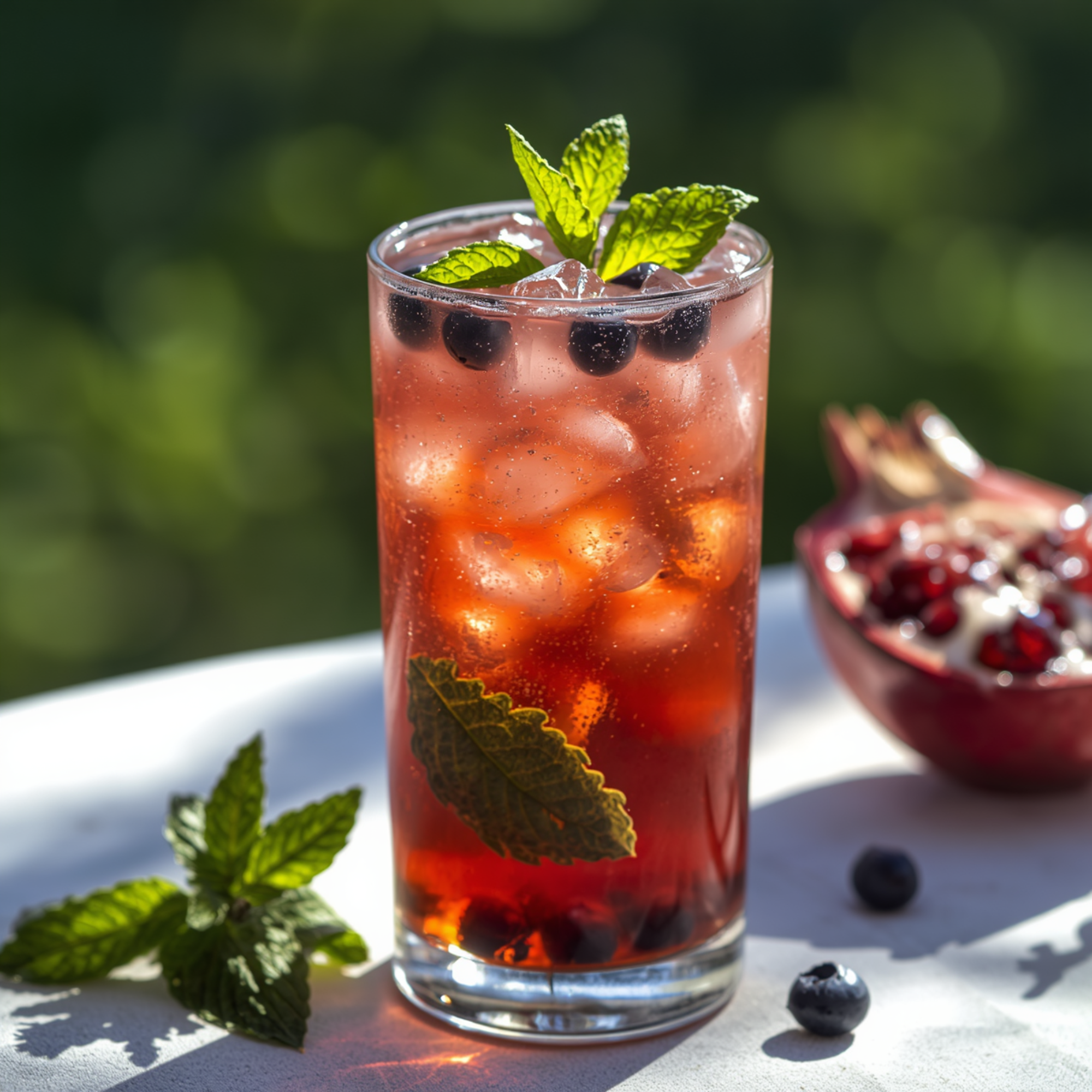 Homemade IceTea Granatapfel Blaubeere